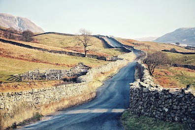 Cumbrian road doing through the hills